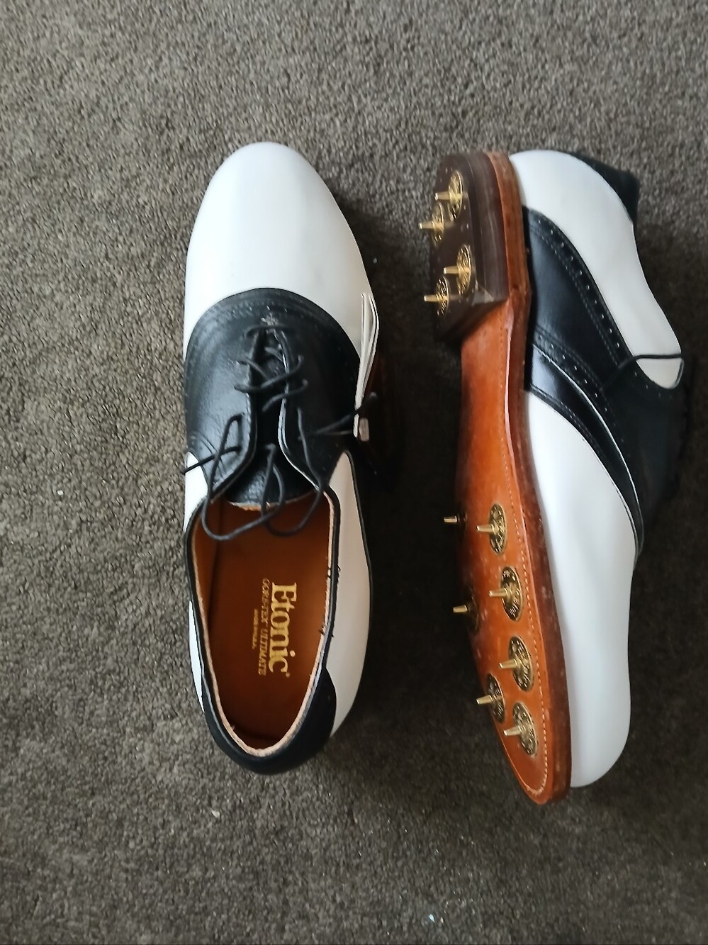 Etonic Men’s Classic Two-Tone Black & White Saddle Golf Shoes Size 11 D - Picture 5 of 8